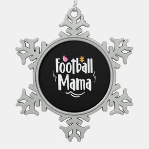 Mother Gift Football Mama Snowflake Pewter Christmas Ornament
