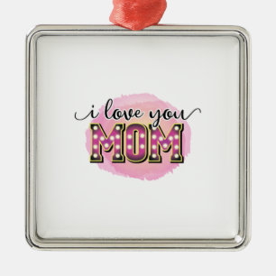 Mother Gift I Love You Mom Metal Tree Decoration