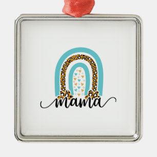 Mother Gift Rainbow Leopard Mama Metal Tree Decoration