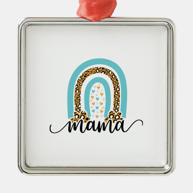 Mother Gift Rainbow Leopard Mama Metal Tree Decoration (Front)