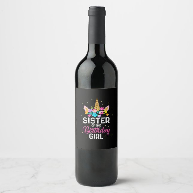 Mother Gift | Sister Of The Birthday Girl Birthday Wine Label (Front)