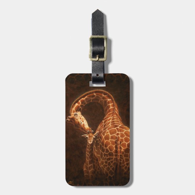 Mother Giraffe and Baby Luggage Tag (Front Vertical)