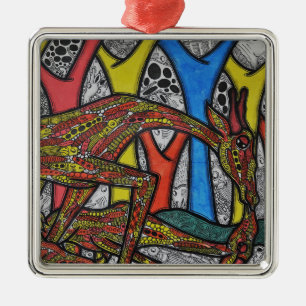 Mother Giraffe Metal Tree Decoration