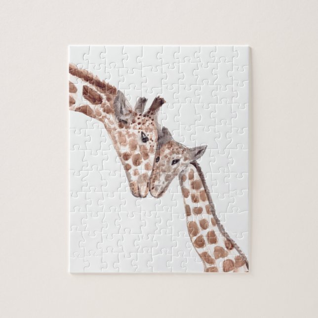 Mother giraffe with baby animals nursery jigsaw puzzle (Vertical)