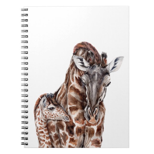 Mother Giraffe with Baby Giraffe Notebook (Front)