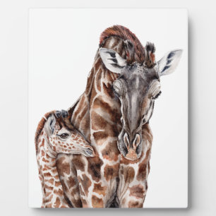 Mother Giraffe with Baby Giraffe Plaque