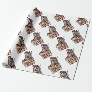 Mother Giraffe with Baby Giraffe Wrapping Paper