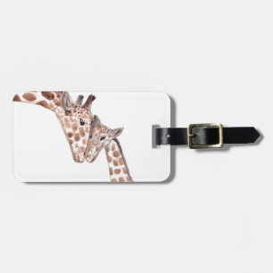 Mother giraffe with baby luggage tag