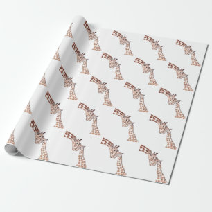 Mother giraffe with baby watercolor Safari cute Wrapping Paper