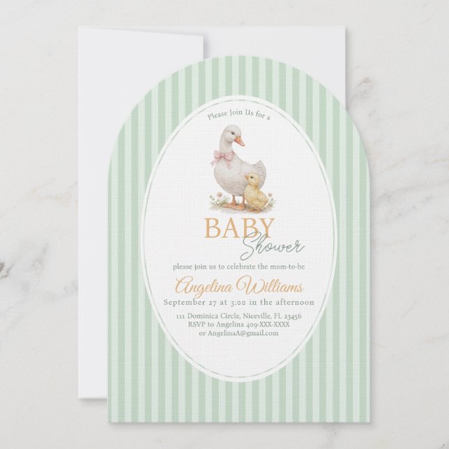 Mother Goose and Gosling Baby Shower Invitation (Front)