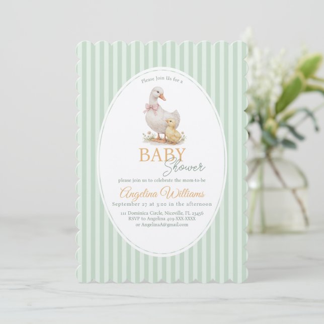 Mother Goose and Gosling Baby Shower Invitation (Standing Front)