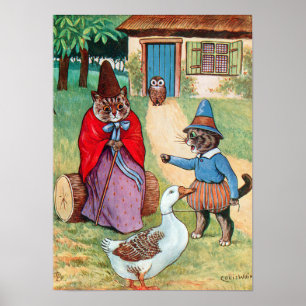 Mother Goose at Home, Louis Wain Poster