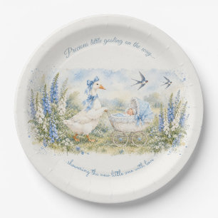 Mother Goose Blue Foxglove Baby Shower Paper Plate