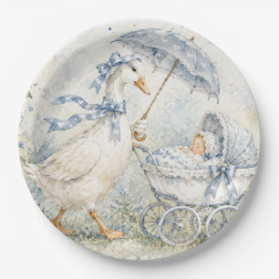 Mother Goose Blue Rose Standards Baby Shower Paper Plate