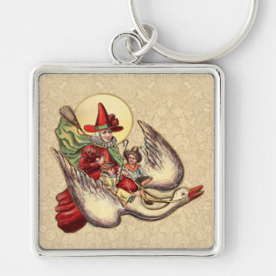 Mother Goose Child Antique Illustration Key Ring
