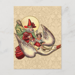 Mother Goose Child Antique Illustration Postcard