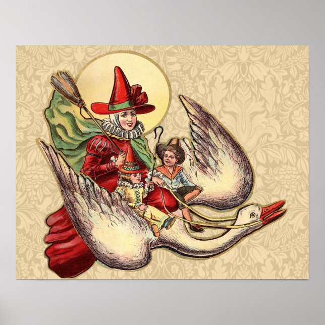 Mother Goose Child Antique Illustration Poster (Front)