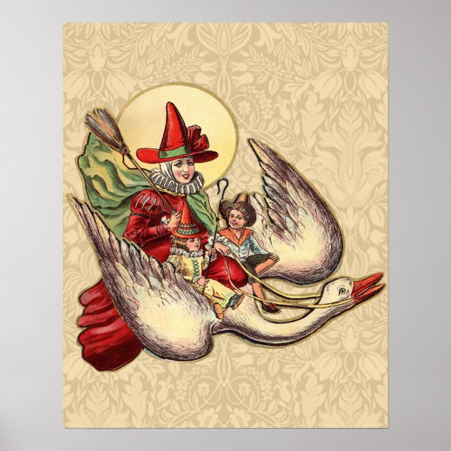 Mother Goose Child Antique Illustration Poster (Front)