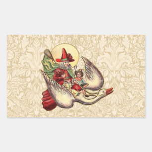 Mother Goose Child Antique Illustration Rectangular Sticker