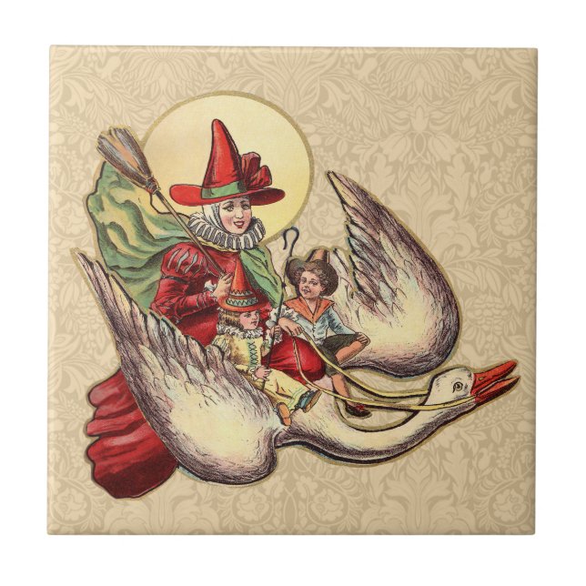 Mother Goose Child Antique Illustration Tile (Front)