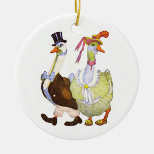 Mother Goose & Father Gander Ceramic Tree Decoration