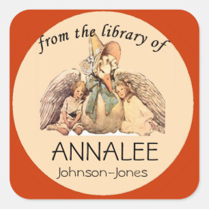 Mother Goose From the Library of Bookplate Square Sticker