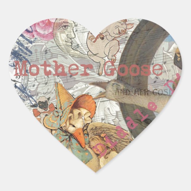 Mother Goose Nursery Rhyme Fairy Tale Heart Sticker (Front)