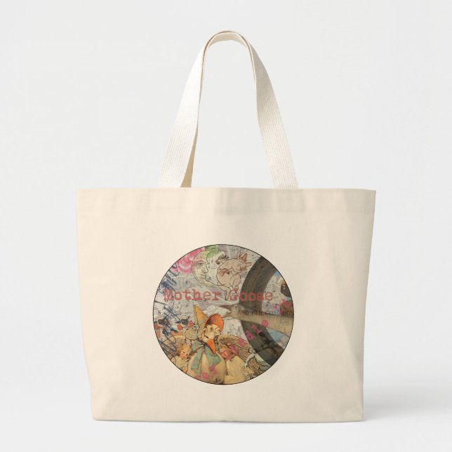 Mother Goose Nursery Rhyme Fairy Tale Large Tote Bag (Front)
