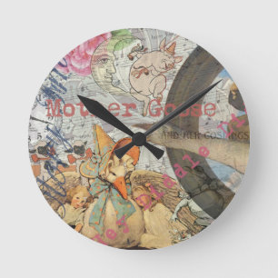 Mother Goose Nursery Rhyme Fairy Tale Round Clock