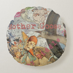 Mother Goose Nursery Rhyme Fairy Tale Round Cushion
