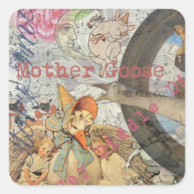 Mother Goose Nursery Rhyme Fairy Tale Square Sticker (Front)