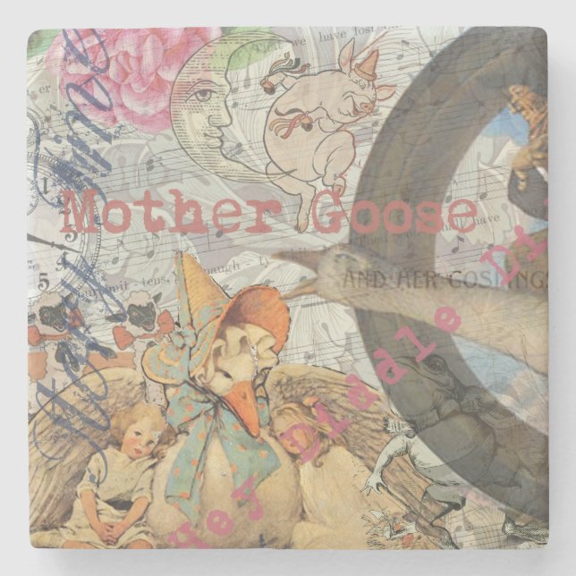 Mother Goose Nursery Rhyme Fairy Tale Stone Coaster (Front)
