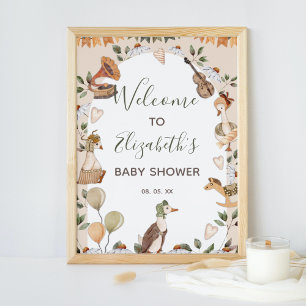 Mother Goose Nursery Rhymes Baby Shower Welcome Poster
