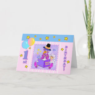 Mother Goose nursery rhymes first birthday templat Card