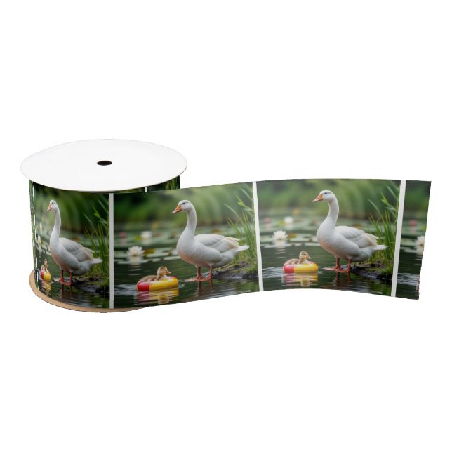Mother Goose With Baby Gosling Satin Ribbon (Spool)
