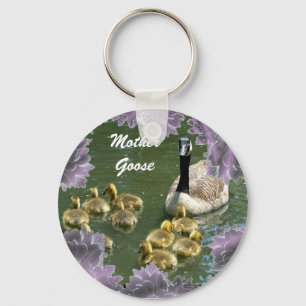 Mother Goose with Goslings keychain
