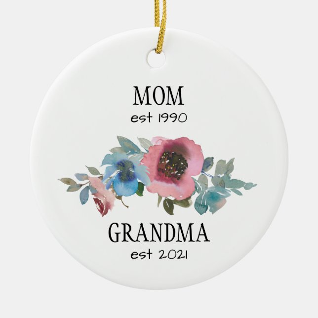mother grandmother to be pregnancy announcement ceramic tree decoration (Front)