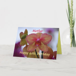 Mother Happy 90th Birthday Striped Orchid Card