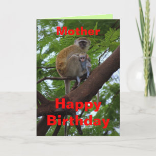 Mother Happy Birthday Monkey Mother and Child Card