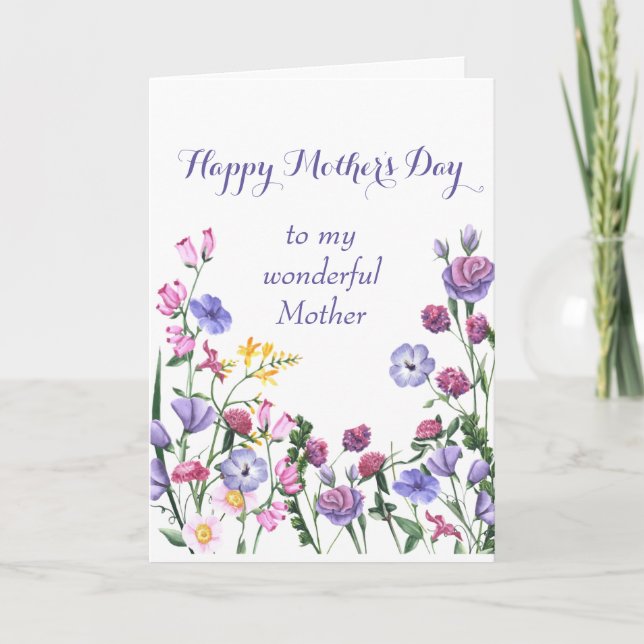 Mother Happy Mother's Day Colourful Garden Floral Holiday Card (Front)