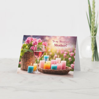 Mother Happy Mothers Day with Pretty Candles Roses Holiday Card