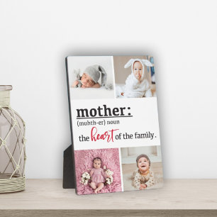 Mother heart of the family 4 photo keepsake plaque
