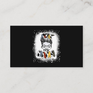 Mother Heifer Farmer Mum Cow Messy Bun Hair Bandan Business Card