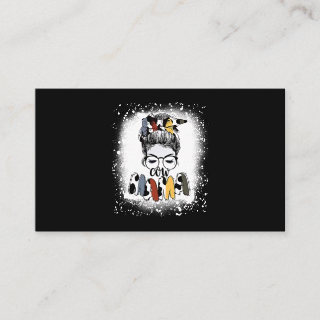 Mother Heifer Farmer Mum Cow Messy Bun Hair Bandan Business Card (Front)