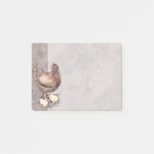 Mother Hen and Chicks Watercolor Post-it Notes
