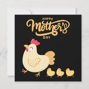 Mother Hen And Her Chicks Drawing Mother's Day  Holiday Card