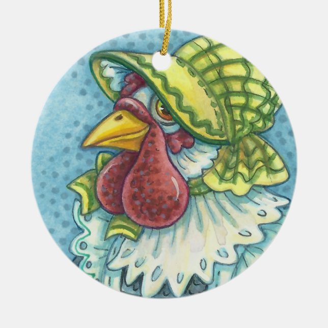 Mother Hen, CHICKEN FARMER HOLIDAY ORNAMENT Round (Front)