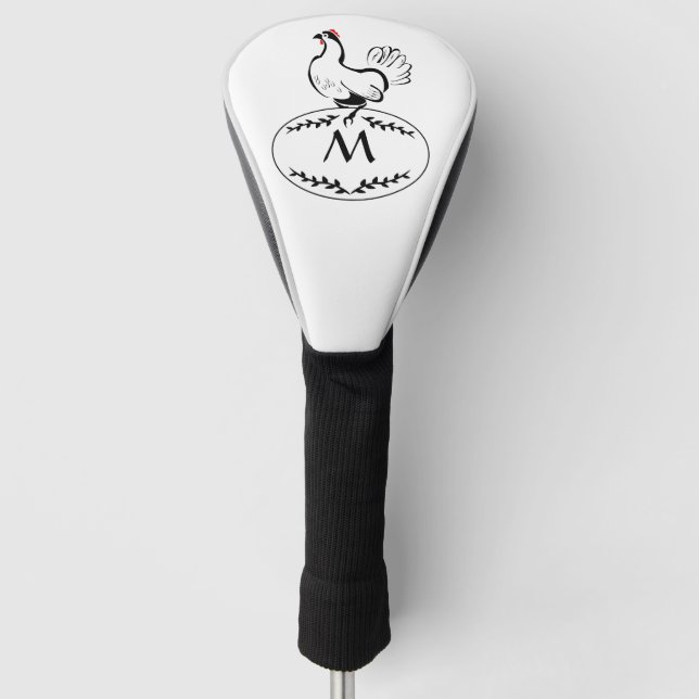 Mother Hen Nesting on aMonogram Egg Golf Head Cover (Front)