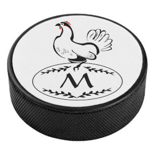 Mother Hen Nesting on aMonogram Egg Hockey Puck