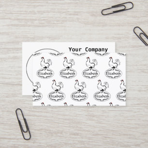 Mother Hen Nesting on Monogram Egg Business Card